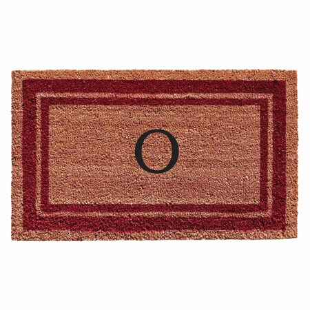 Monogram Door Mat, Natural, Burgundy, 18 in W x 30 in L